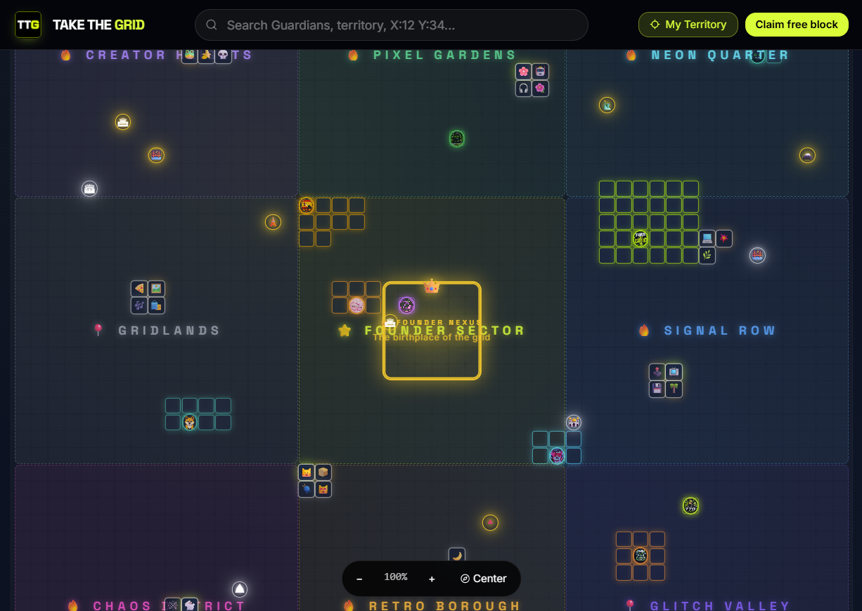 TakeTheGrid game map with claimed territories